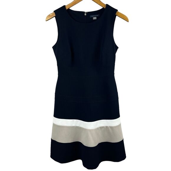 Tommy Hilfiger Navy Blue Fit and Flare Sleeveless Dress Size 4P - Picture 1 of 13